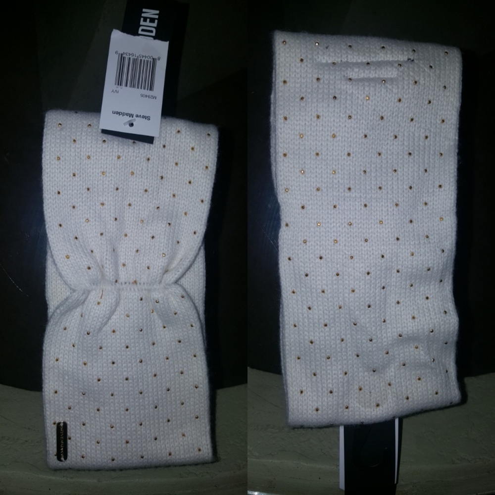 Steve Madden Winter headband beige & gold